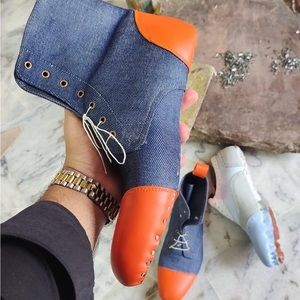 Custom made men fabric casual shoes